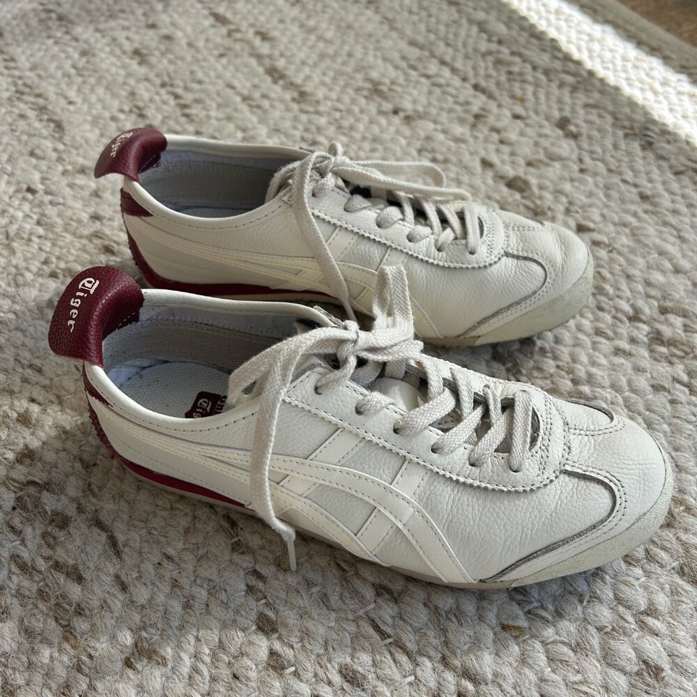 Onitsuka Tiger by Asics MEXICO 66 in CREAM/BEET JUICE Leather Sneakers